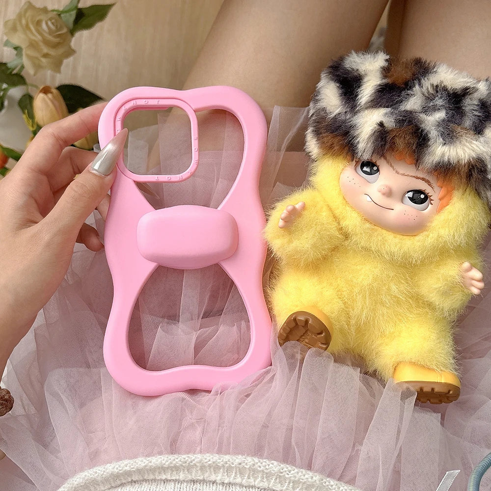 Cute Pink Bowknot Phone Case For iPhone 16 15 14 13 Pro Max 15 plus Shockproof Lovely Anti Drop Silicone Soft Cover Case Funda