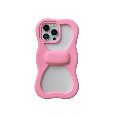 Cute Pink Bowknot Phone Case For iPhone 16 15 14 13 Pro Max 15 plus Shockproof Lovely Anti Drop Silicone Soft Cover Case Funda