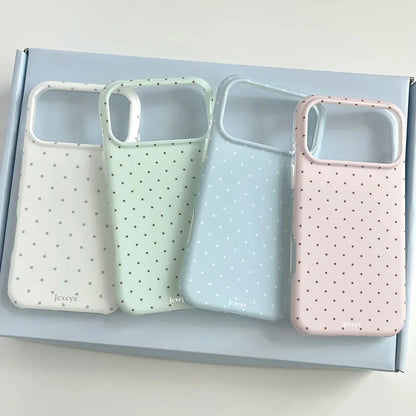Cute polka dot contrasting phone case suitable for iPhone 17 16 15 14 13 12 11 Pro/Max/Plus anti drop and shockproof back cover