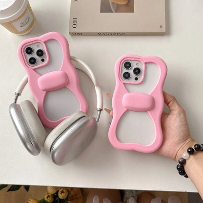 Cute Pink Bowknot Phone Case For iPhone 16 15 14 13 Pro Max 15 plus Shockproof Lovely Anti Drop Silicone Soft Cover Case Funda