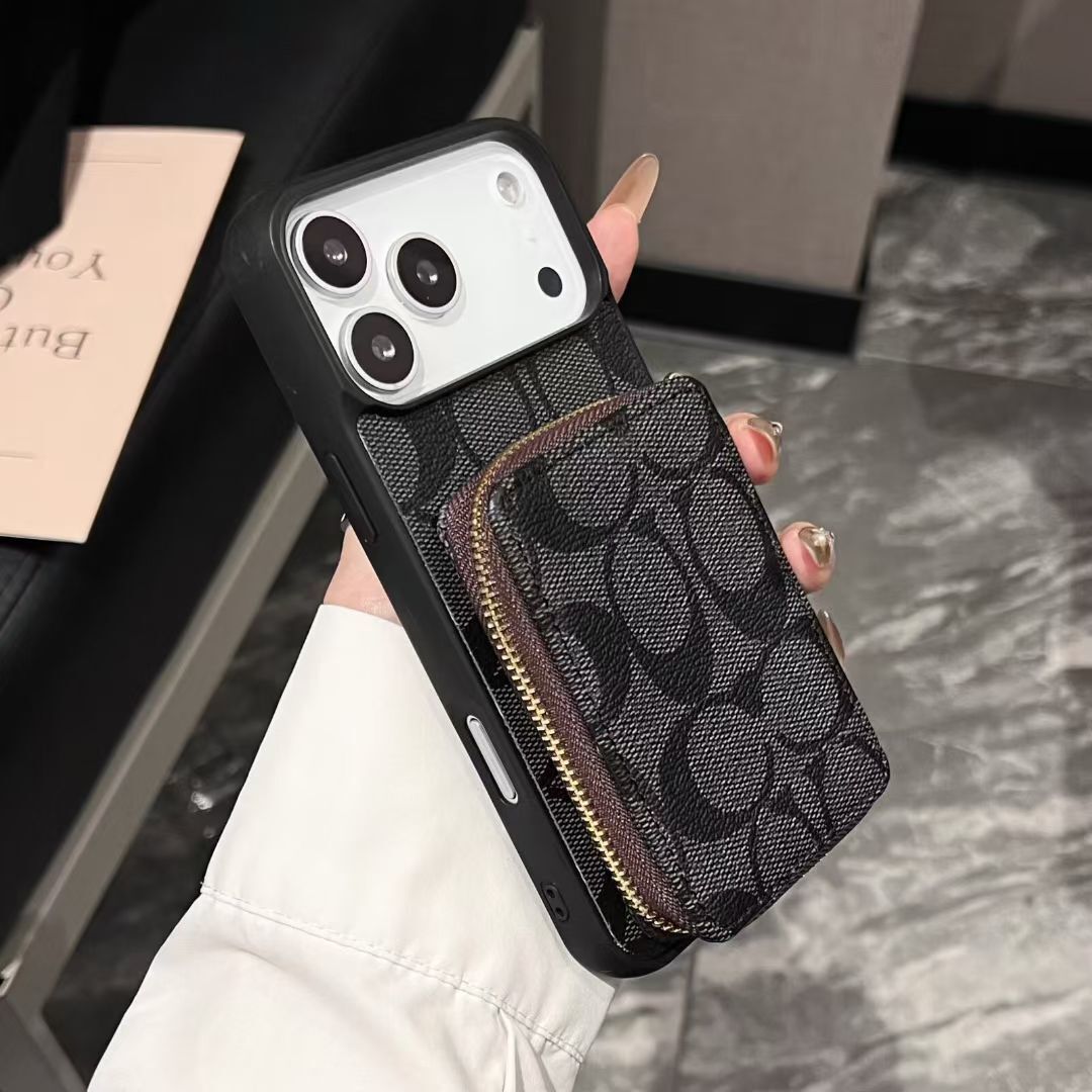 Luxury Leather Case Coach Card Holder For iPhone 17 / 16 / 15 / 14