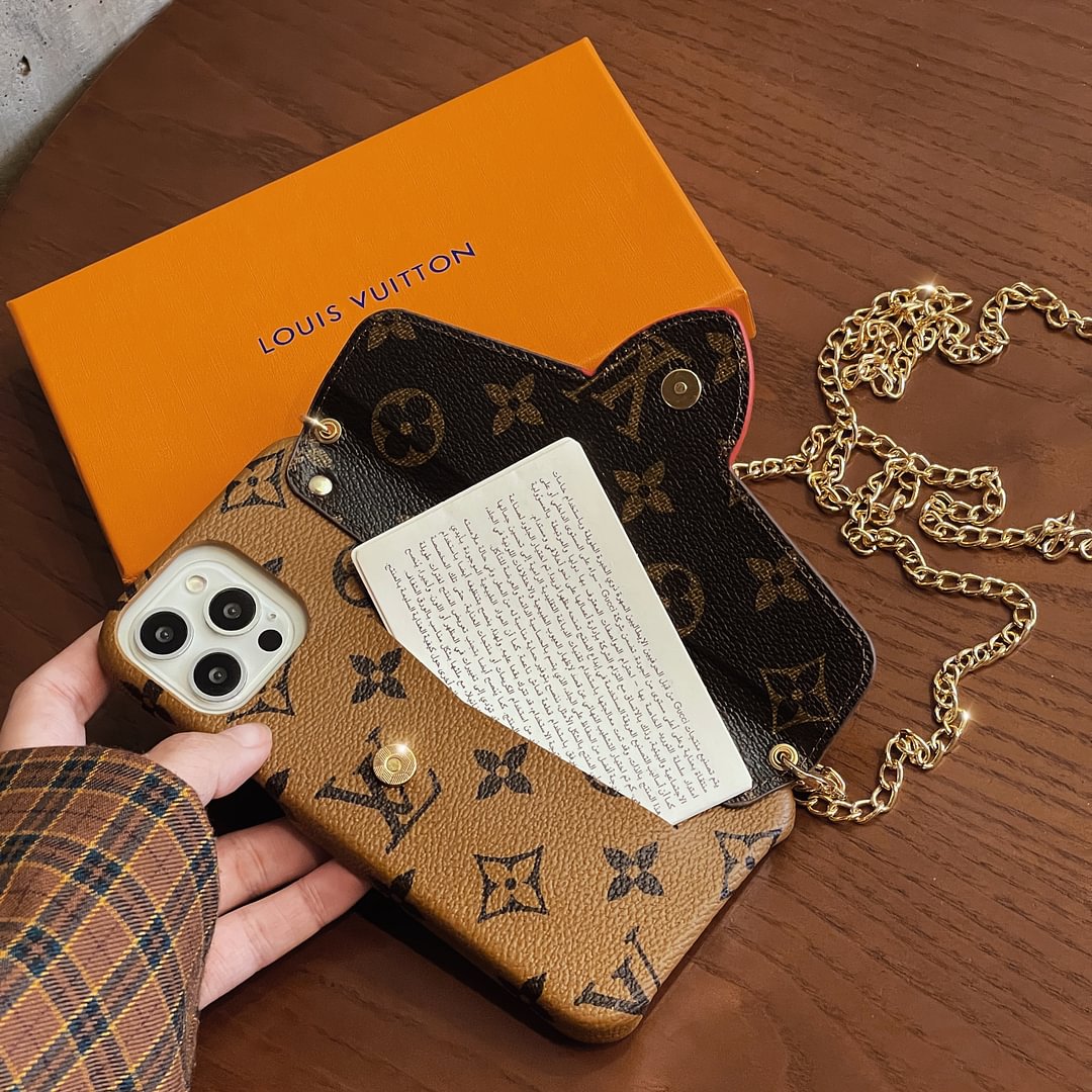 Luxury Louis Vuitton IPhone Case With Card Holder And Chain
