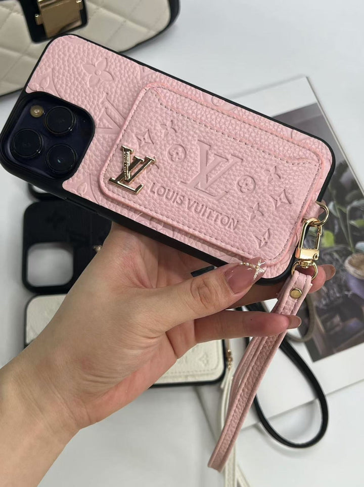 Inspired LV IPhone Case With Card Holder