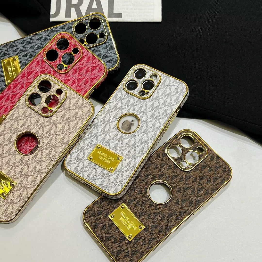 Gold Gucci Monogram Signature Canvas Leather Apple iPhone 16 Case