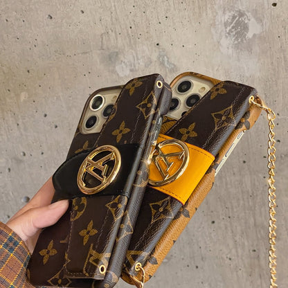 Luxury Louis Vuitton IPhone Case With Card Holder And Chain