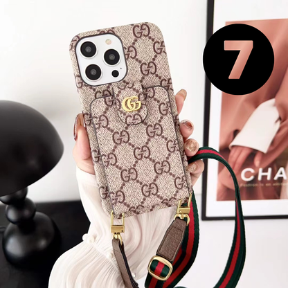 gg beige iphone case with strap