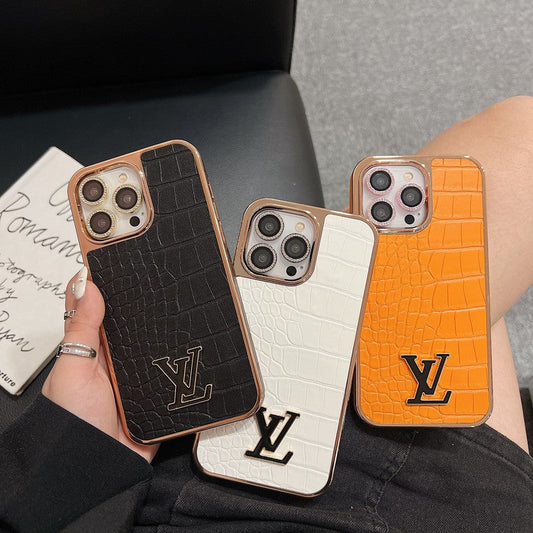 Louis Vuitton iPhone 14 case – monogram leather slim LV monogram designer phone cover