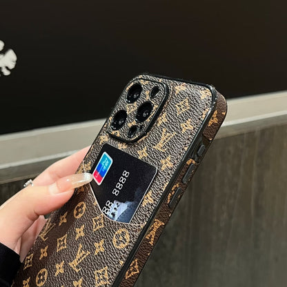 Louis Vuitton iPhone 16 case – monogram leather slim LV monogram designer phone cover with card holder