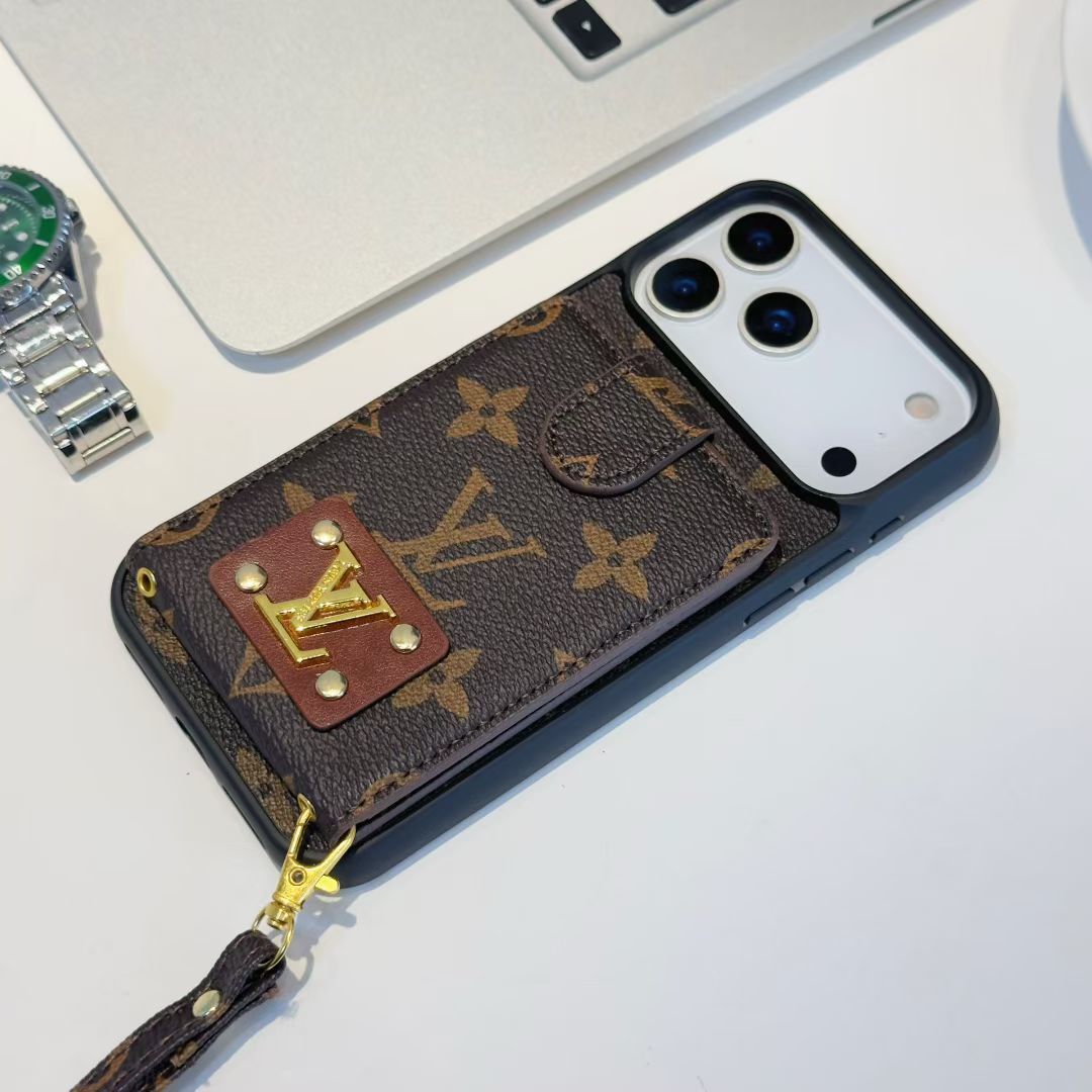 Louis Vuitton iPhone 17 case – card holder designer premium LV monogram designer phone cover