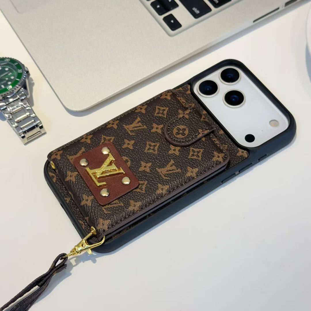 Louis Vuitton iPhone 17 case – card holder designer premium LV monogram designer phone cover