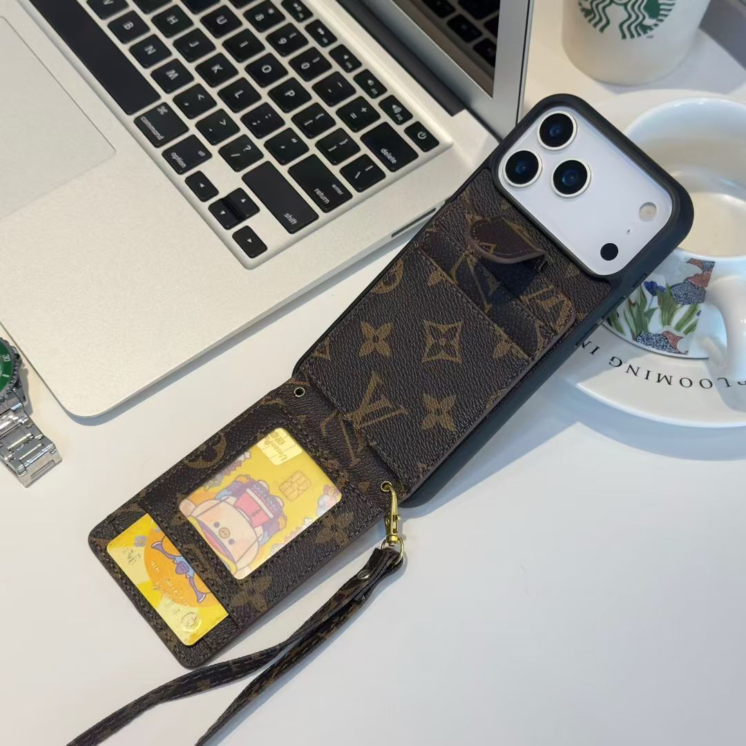 Louis Vuitton iPhone 17 case – card holder designer premium LV monogram designer phone cover