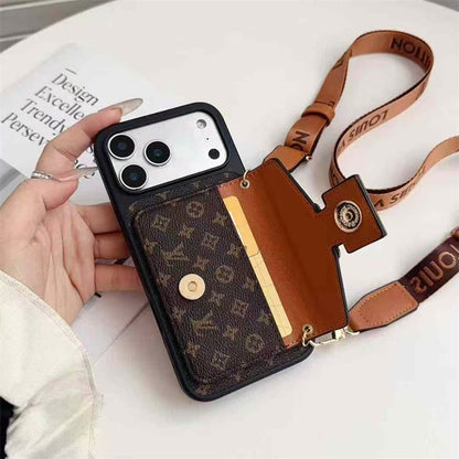Louis Vuitton iPhone 17 case – card holder leather slim LV monogram designer phone cover