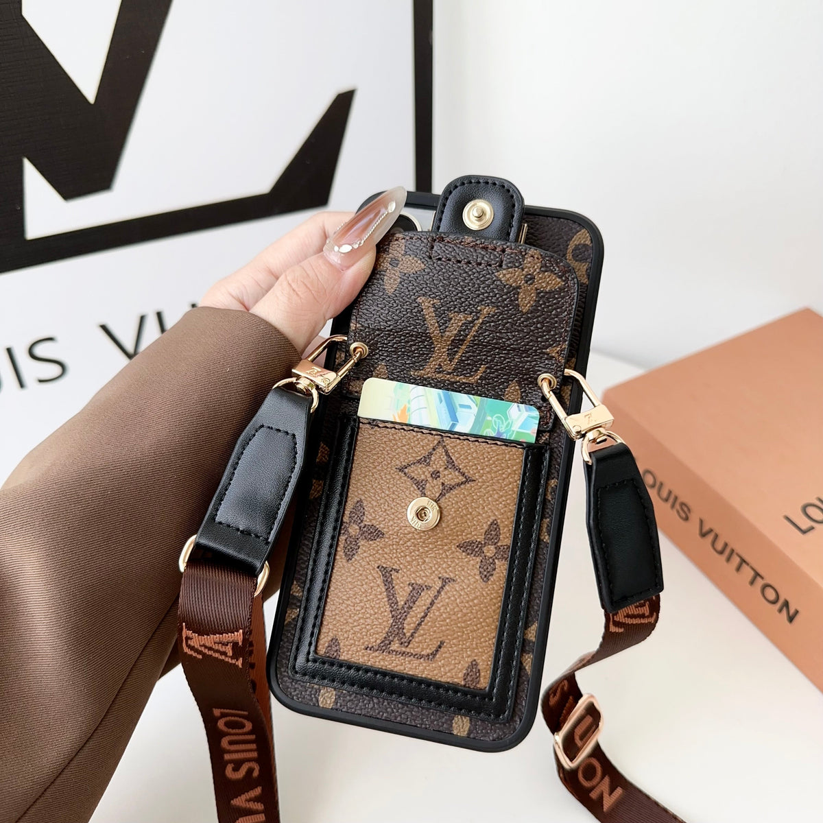 Louis Vuitton iPhone 17 Pro Max case – card holder leather slim LV monogram designer phone cover