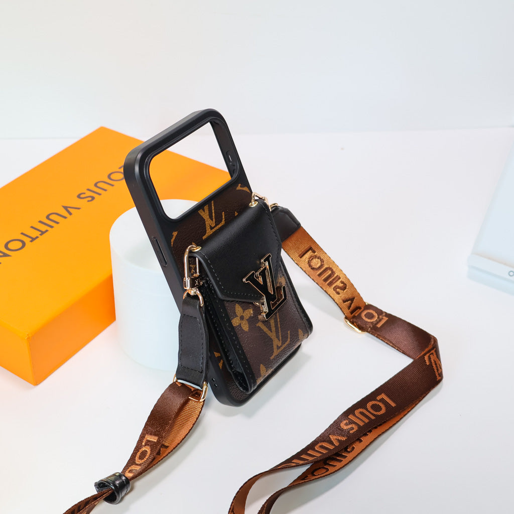Louis Vuitton iPhone 17 Pro Max case – luxury leather slim LV monogram designer phone cover with strap