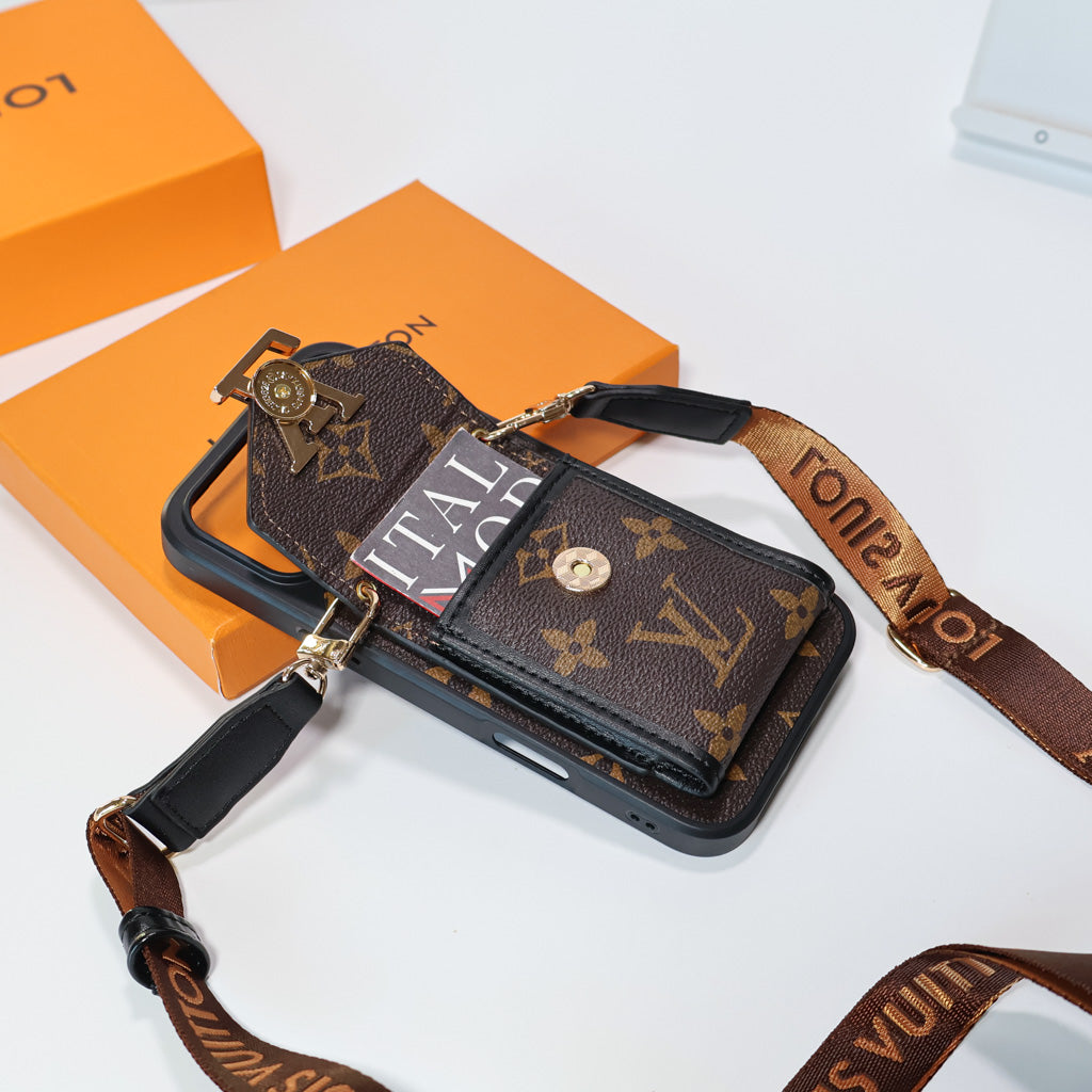 Louis Vuitton iPhone 17 Pro Max case – luxury leather slim LV monogram designer phone cover with strap
