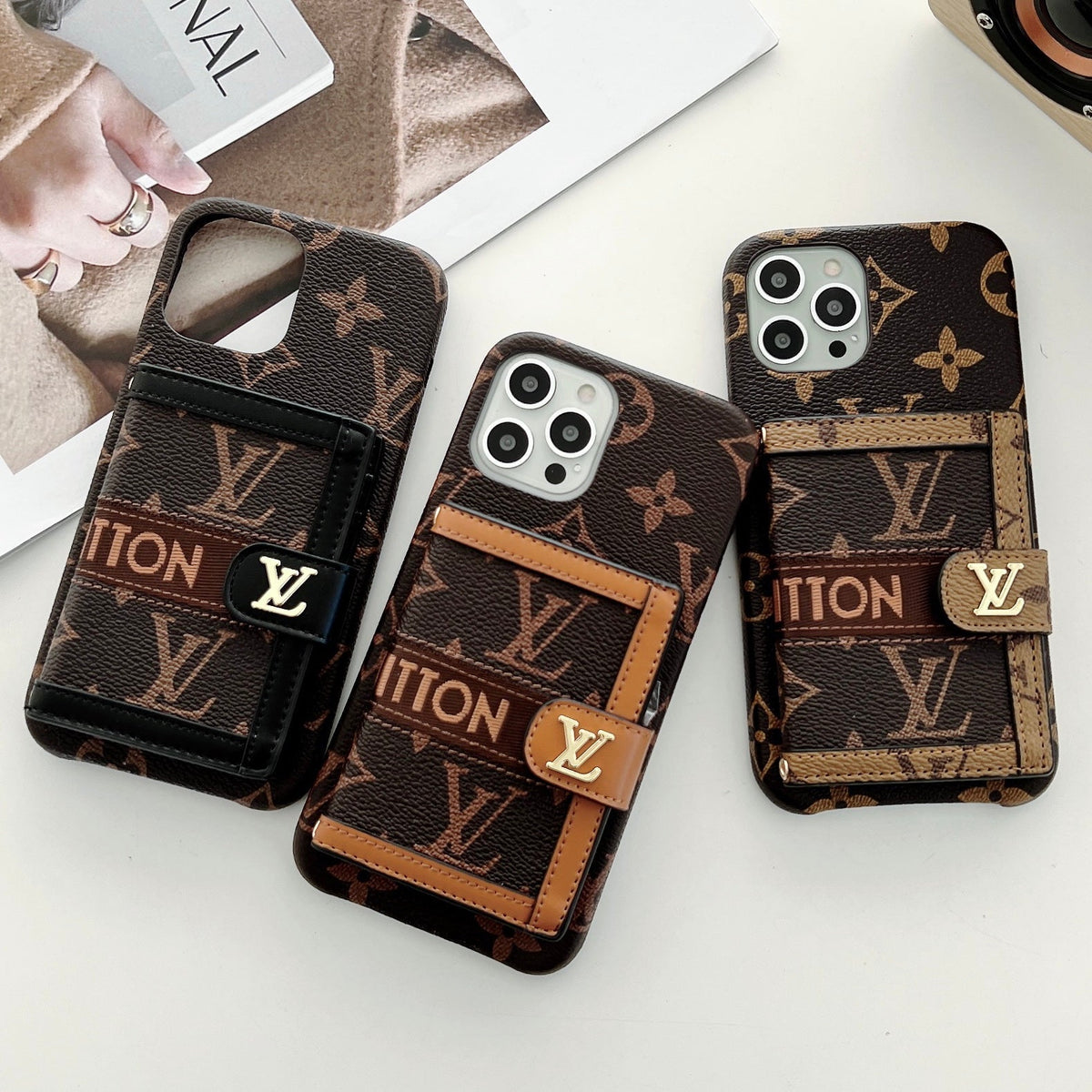 LV iPhone 17 Air case – strap leather slim LV monogram designer phone cover