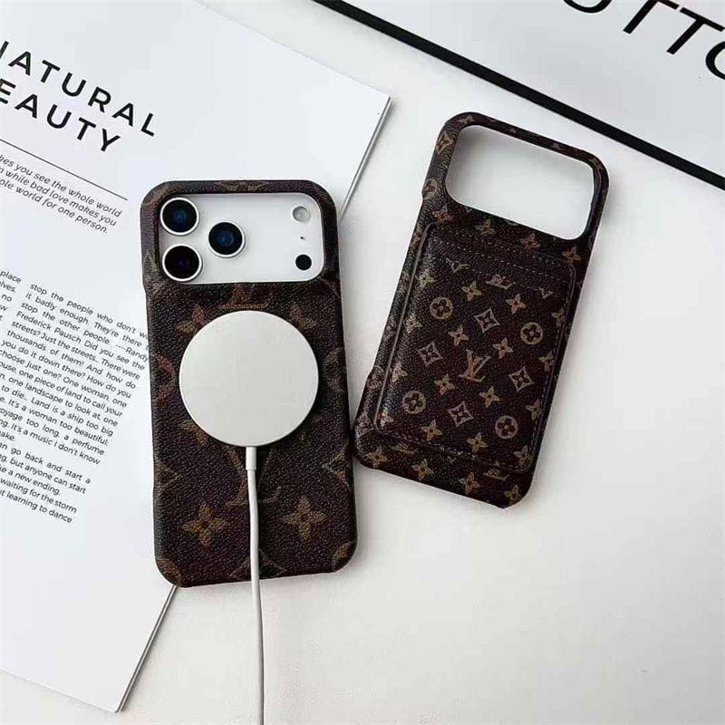 LV iPhone 17 Air case – strap magsafe shockproof LV monogram designer phone cover with card holder