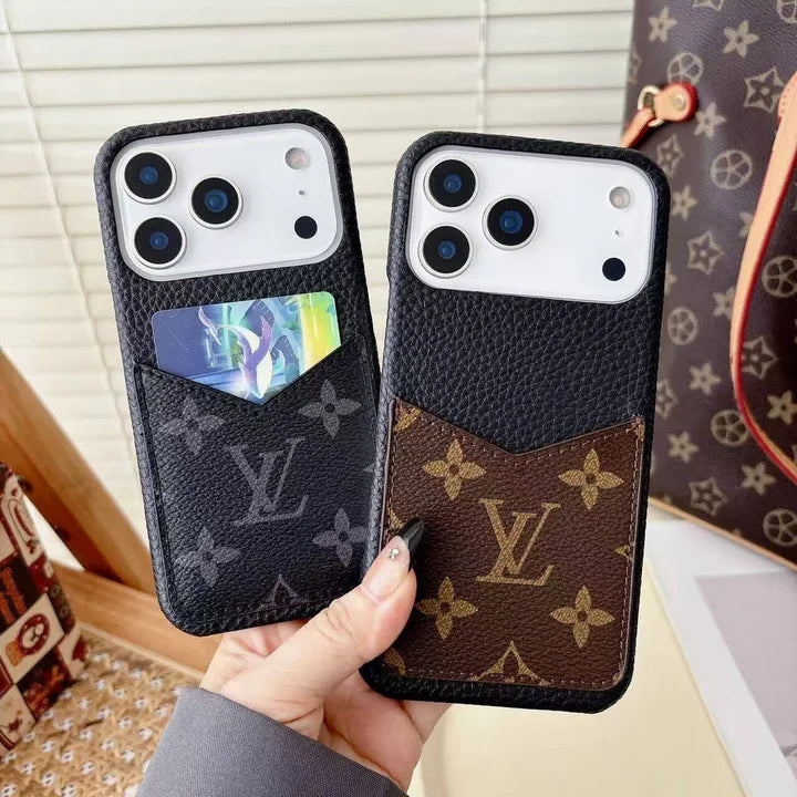 LV iPhone 17 case – card holder leather slim LV monogram designer phone cover