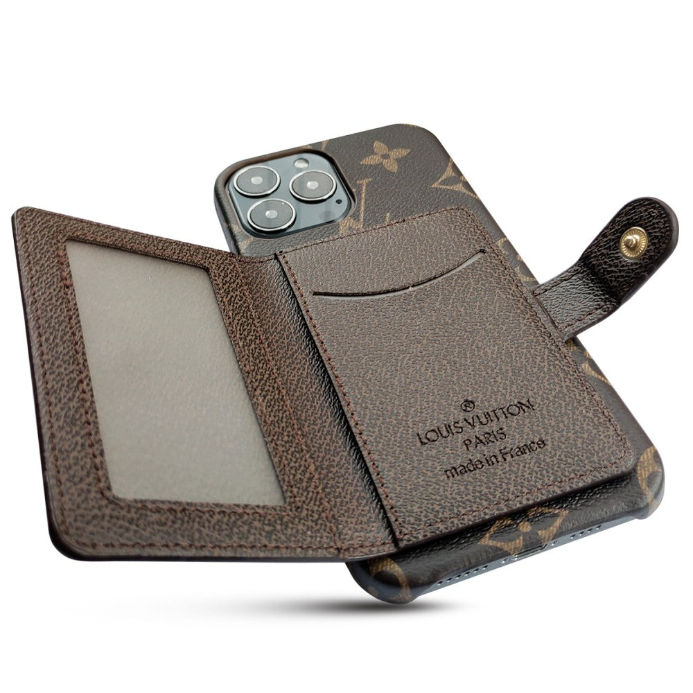 LV iPhone 17 case – card holder leather slim LV monogram designer phone cover