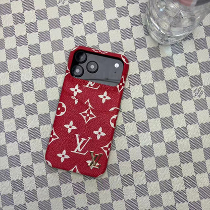 LV iPhone 17 Pro Max case – card holder leather slim LV monogram designer phone cover
