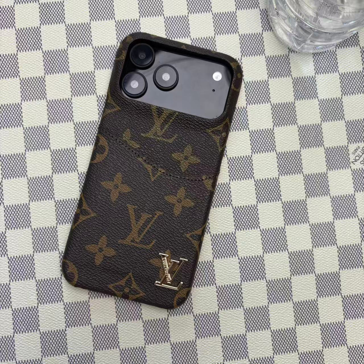 LV iPhone 17 Pro Max case – card holder slim shockproof LV monogram designer phone cover