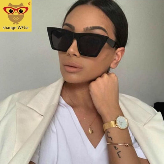 Designer new brand sunglasses Square glasses Personalized cat eyes Colorful sunglasses trend versatile sunglasses uv400 curtain Inspired